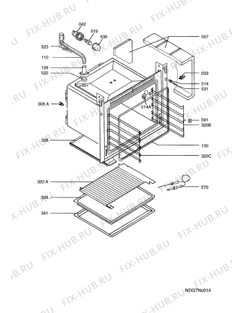 Взрыв-схема плиты (духовки) Aeg Electrolux E68715-4-A - Схема узла Oven